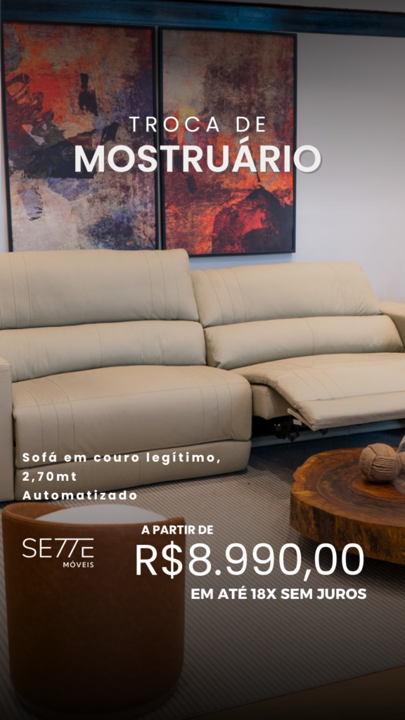 Sofá Triton Elétrico 2,70 Couro Natural - 8990 em 18x sem juros *Mostruário